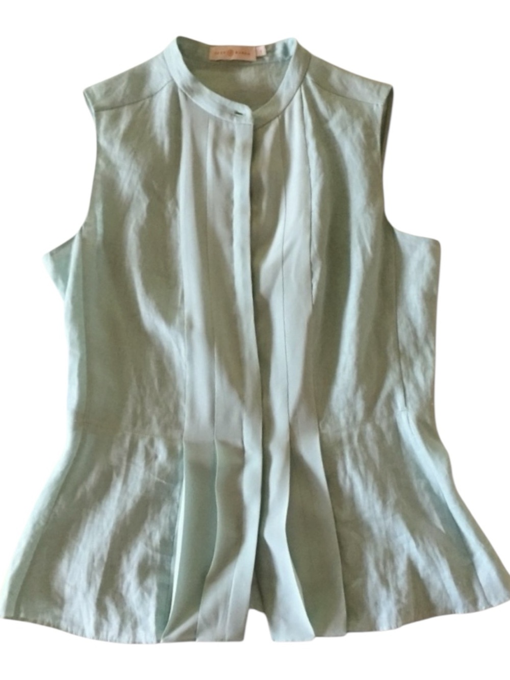 TORY BURCH Linen & Silk Pleated Sleeveless Peplum Style Top size 4